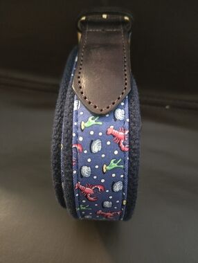 Vineyard Vines Mens 38 Lobster Clam Pearl Brown Leather Belt Preppy Coastal Sun